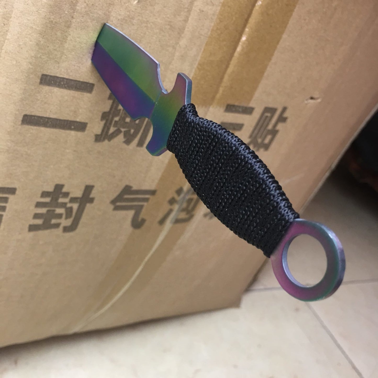 Field survival tool dart fixed blade straight knife diving tool high hardness multifunctional outdoor color titanium