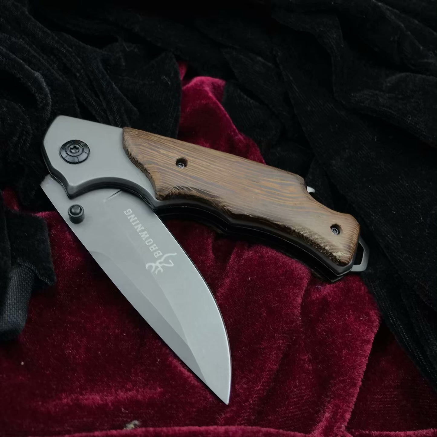 Browning All steel grey Plating coating, 5CR15 tactical spring assisted pocket knife folding knife