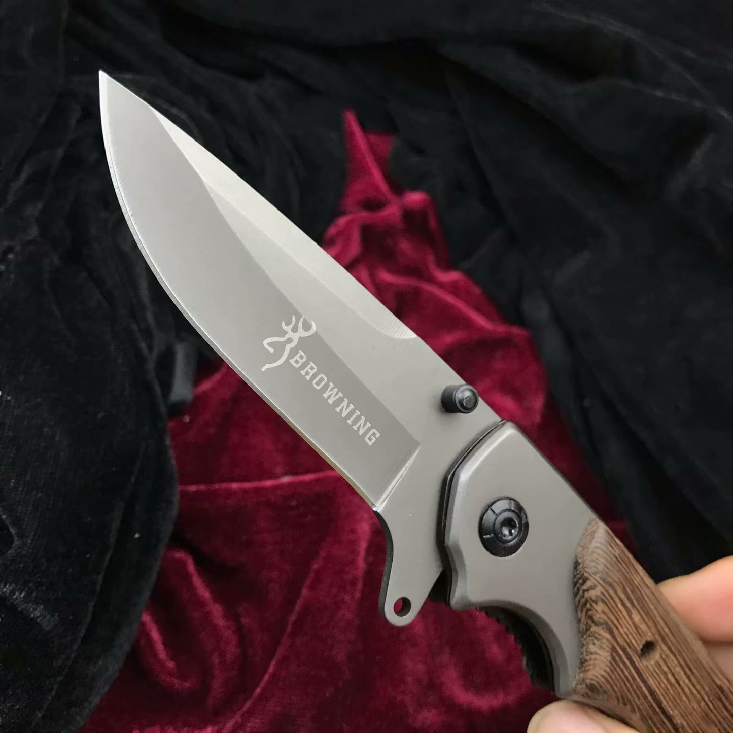 Browning All steel grey Plating coating, 5CR15 tactical spring assisted pocket knife folding knife