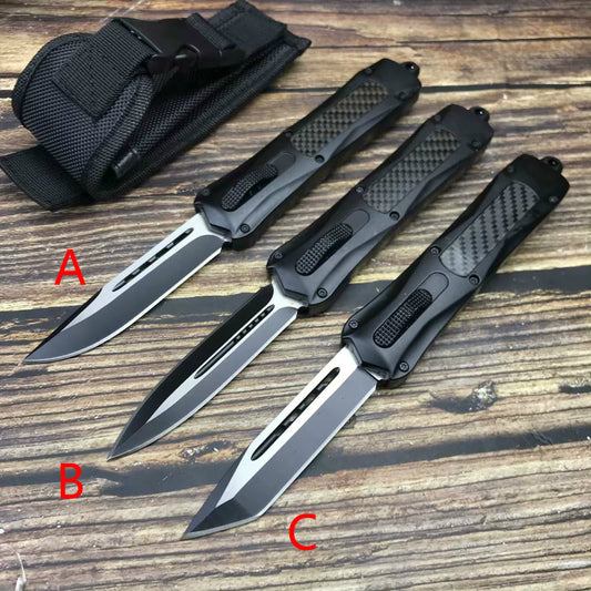 Microtech 23.5cm automatic spring assisted knife 57HRC survival hunting camping knife zinc-aluminum handle