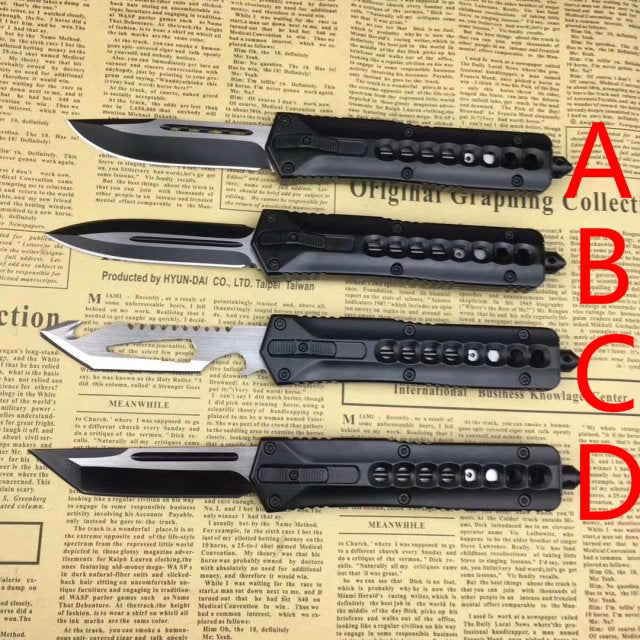 Microtech Eight hole handle pocket knife spring assisted opening knife OTF440 blade, tactical hunting EDC camping rescue tool in four styles