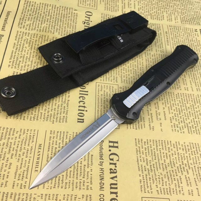 BENCHMADE Fixed knife 58-61 HRC black anodized handle fixed knife double-edged dagger with scabbard hunting service knife