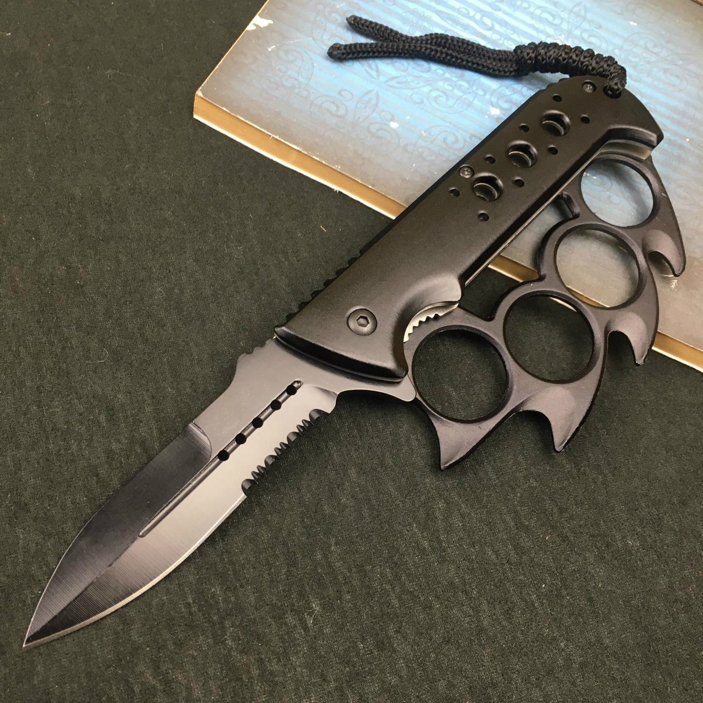 "7.5" COLD STEEL knuckle type 440C blade tactical spring assist to open folding pocket knife