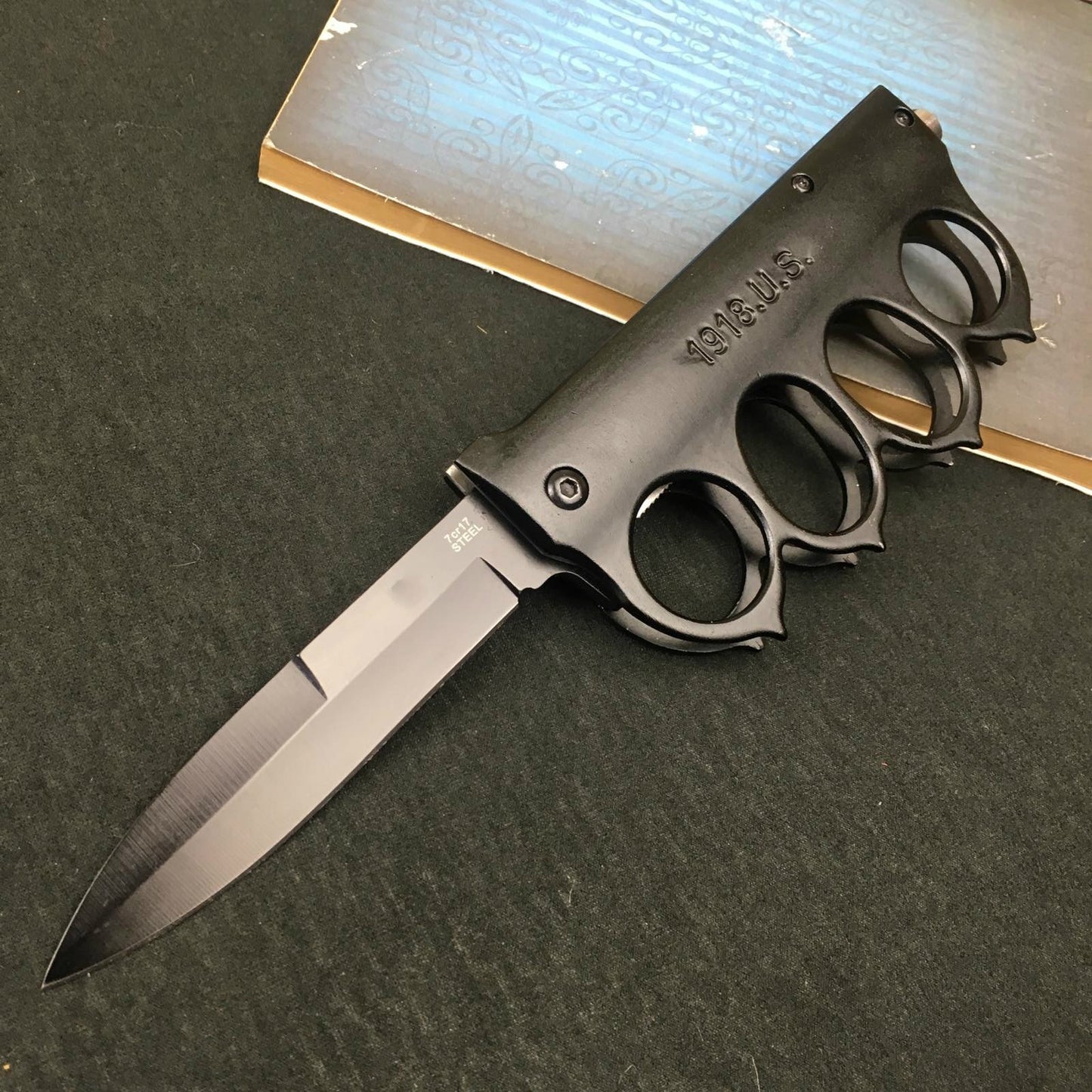 "7.5" COLD STEEL knuckle type 440C blade tactical spring assist to open folding pocket knife