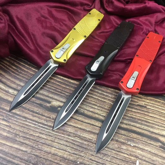 Tactical small OTF spring jump pocket folding knife 5Cr13Mov blade spring auxiliary knife in three colors