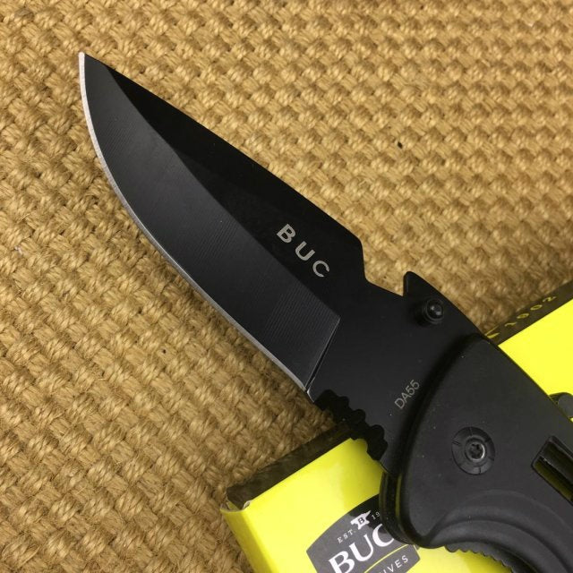 BUCK Pocket knife fruit knife camping folding knife practical 57HRC black tool knife hollow handle outdoor camping self-defense