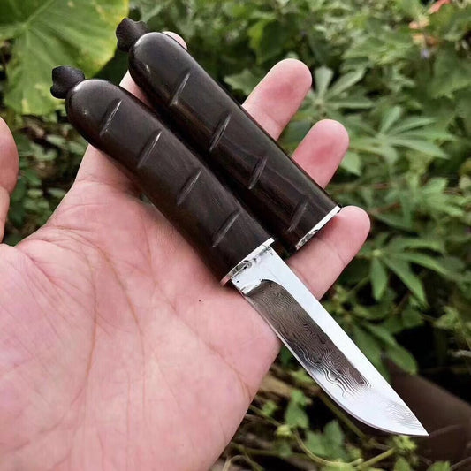 Imported VG10 Damascus, Damascus outdoor small straight knife pure manual forging high-quality hunting knife collection