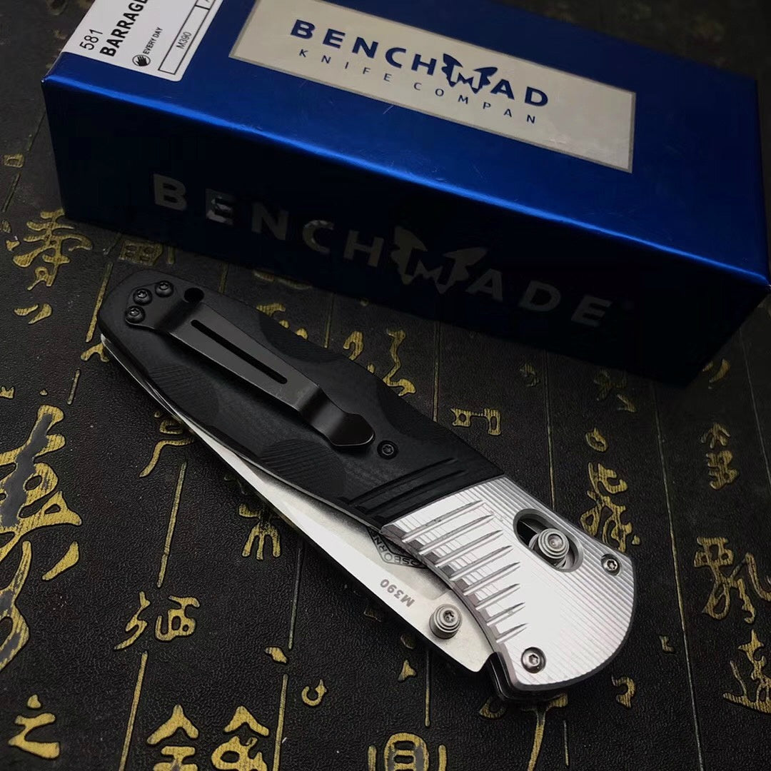 BENCHMADE Outdoor multi-function self-defense knife stone washing gb-d2 steel tactical folding knife G10 handle camping survival knife outdoor climbing tool
