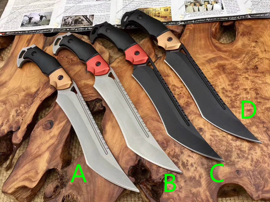 High quality tactical broadsword survival fixed 8Cr13Mov blade handmade leather sheath hunting, camping, fishing knife aviation aluminum handle