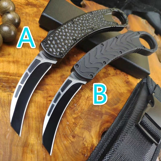 Tactical survival assistance knife D2 steel counterattack knife assisted switchblade survival equipment hunting knife manual combat claw knife camping tool