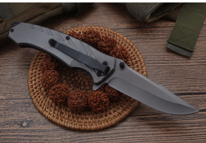 CHONG MING 8.2 "spring assisted folding knife outdoor tactical pocket survival hunting camping sharp combat knife acid branch wood handle