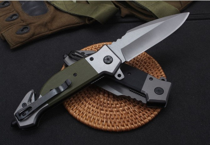 Browning Black&green steel folding knife tactical hunting survival EDC pocket knife 5CR13MOV practical camping outdoor combat portable tools