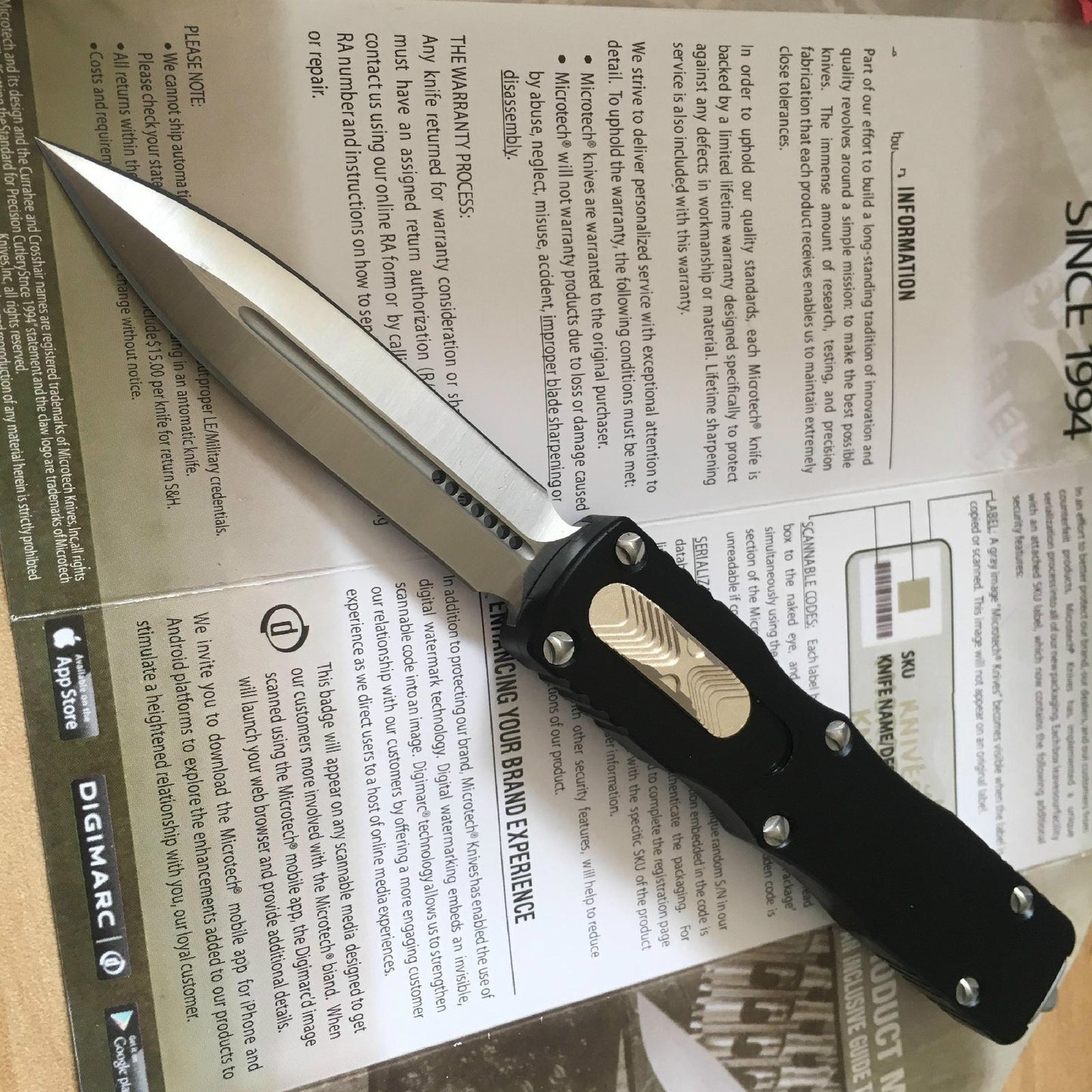 Microtech Marfione Dirac Delta OTF D/E quick open auxiliary knife dual action outdoor tactical pocket knife