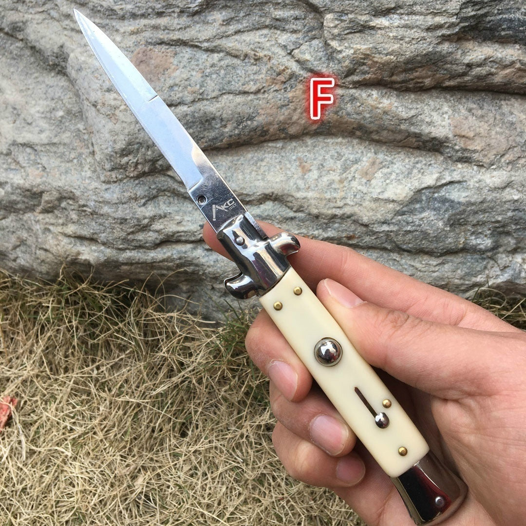 NEW 9"AKC Italian Milano Stiletto Tactical Spring Assisted Open Pocket Knife AUTO OTF Knife Switchblade Outdoor Multitool Tanto Hunting Knife Self-Defense Knifes