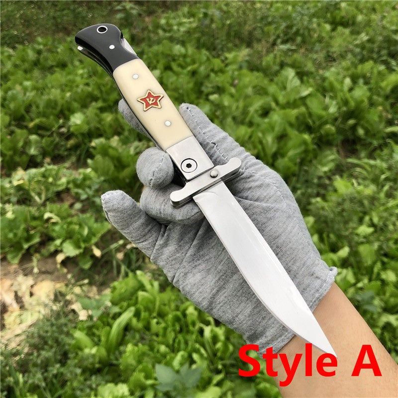 NEW Russian Finka NKVD (KGB) Wit EDC Pocket Knife Black and White Resin Handle 440C Blade Mirror Finish Outdoor Manual Folding Knife