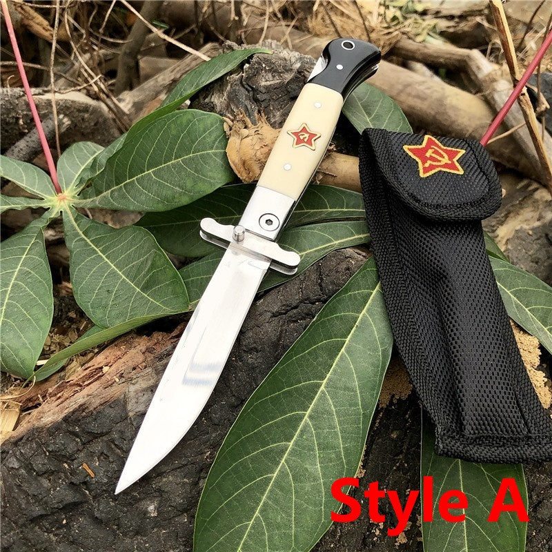 NEW Russian Finka NKVD (KGB) Wit EDC Pocket Knife Black and White Resin Handle 440C Blade Mirror Finish Outdoor Manual Folding Knife