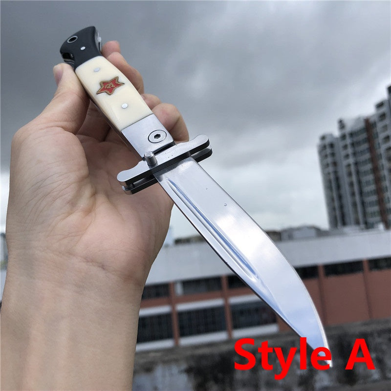 NEW Russian Finka NKVD (KGB) Wit EDC Pocket Knife Black and White Resin Handle 440C Blade Mirror Finish Outdoor Manual Folding Knife