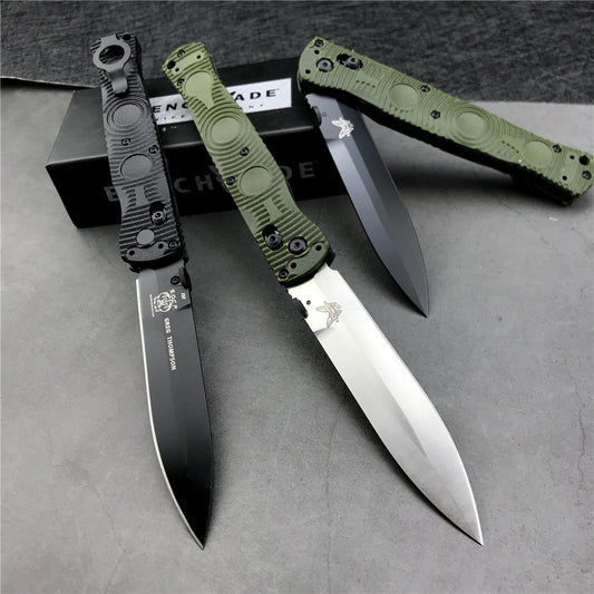 New Benchmade SOCP Tactical Folding Knife 391BK Black Plain Edge D2 Spear Point - Black CF Elite - AXIS Lock Folder Camping Outdoor Tools