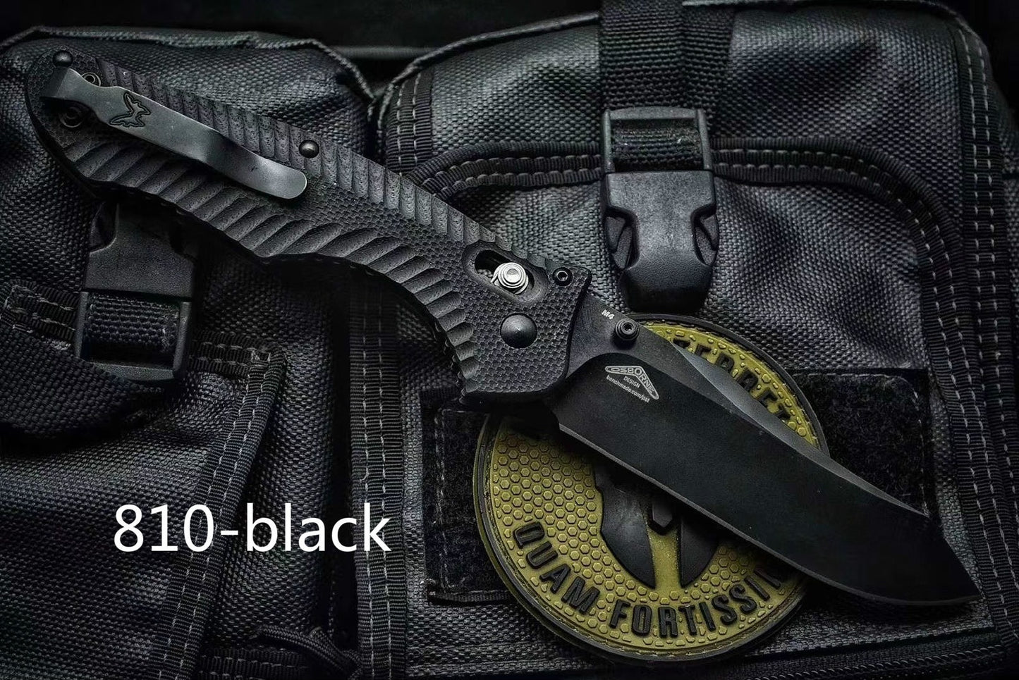 "Tactical Camping Pocket Knife Benchmade Osborne Contego Folding Knife 3.98"" CPM-M4 Satin Plain Blade, G10 Handles - 810"