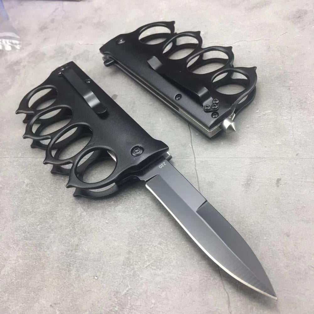 COLD STEEL Folding Muti-function 7CR17MOV Stainless Steel Folding Knife Brass Knuckles Shape Outdoor Knife Camping Self-defense Tool Knife