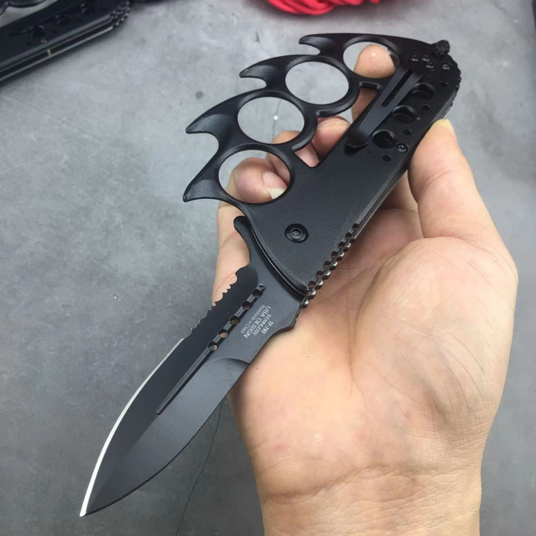 TAC-FORCE Portable Knuckles Survival Knife Folding Knife EDC Self Defense Fighting Camping Tool