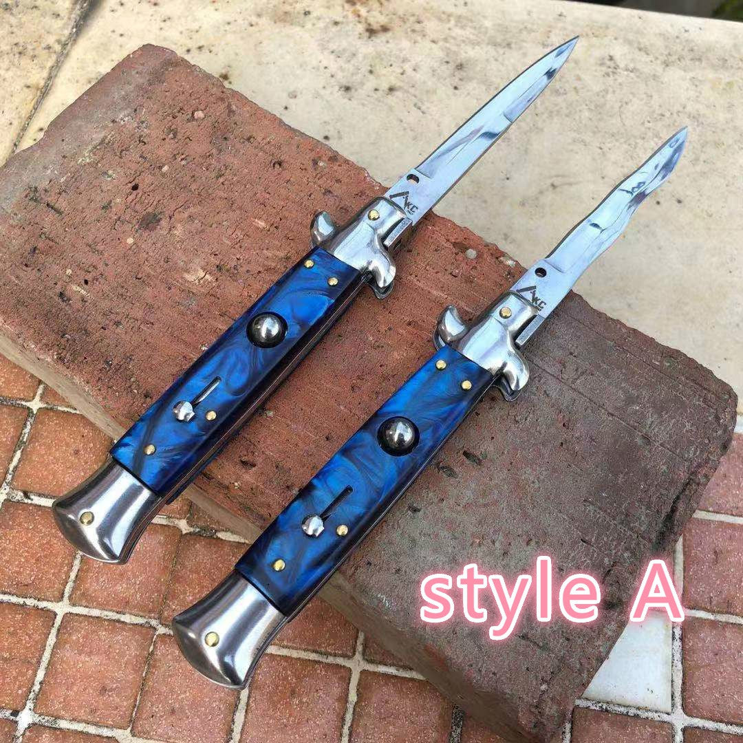 9 inch AKC Crystal Automatic Portable Mafia Stiletto Godfather Survival Dagger Tactical Spring Assist Knife DropShip