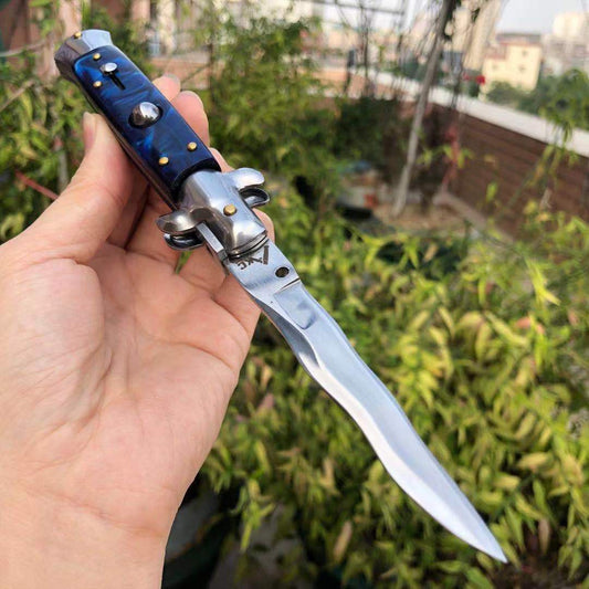 9 inch AKC Crystal Automatic Portable Mafia Stiletto Godfather Survival Dagger Tactical Spring Assist Knife DropShip