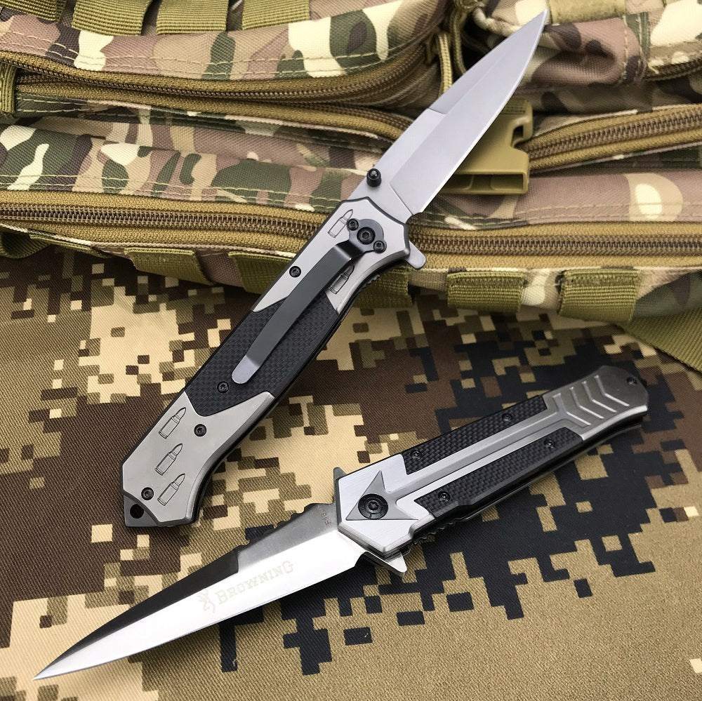 2021 Browning Pocket Knife 440C Stainless Steel Blade Titanium Coating Outdoor EDC Tactical Folding Knife