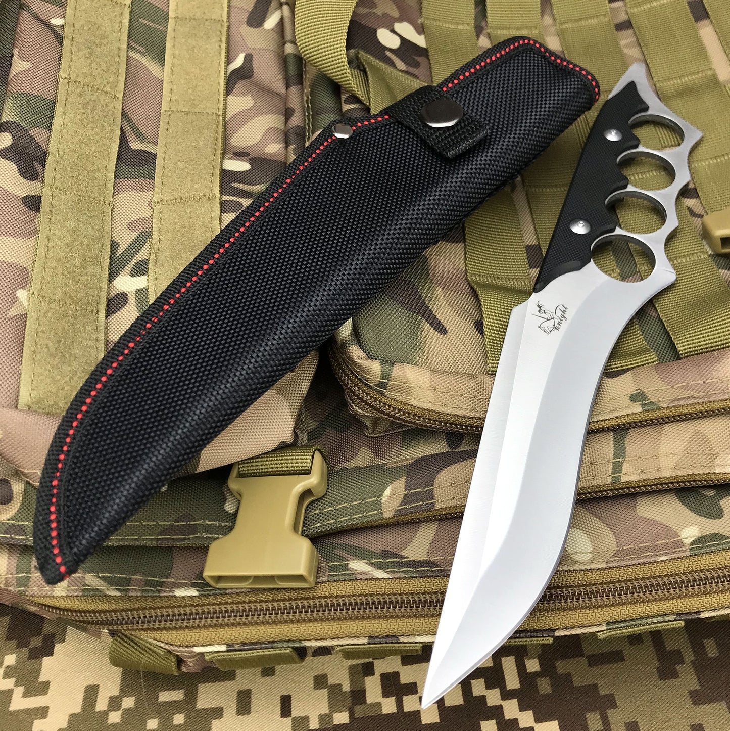 New Knuckles Knife Fixed Blade Knife 9cr18mov Steel Blade G10 Handle knife High Hardness Army Knife Mini Wrangler Knife Wilderness Survival Knife Non-folding Knife With Knife Sheath