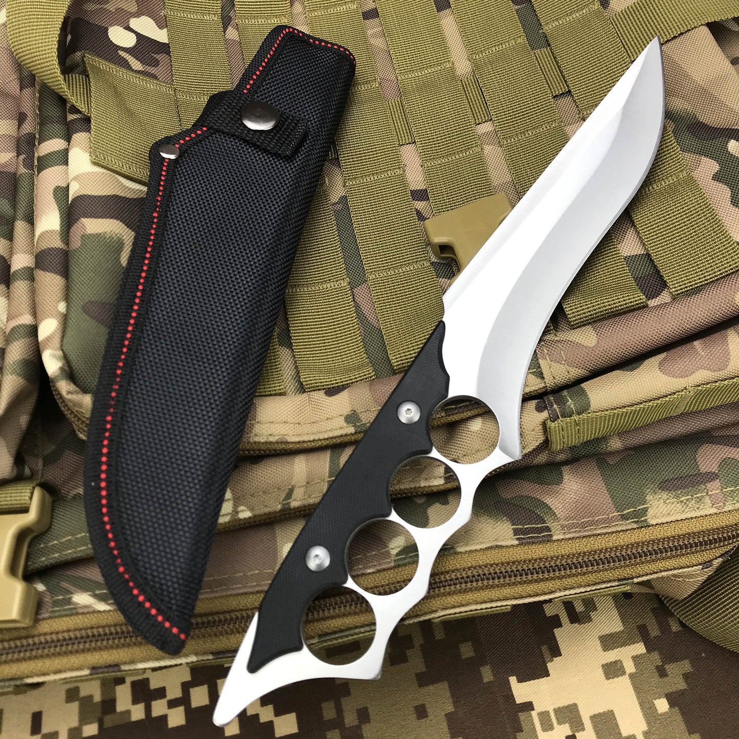 New Knuckles Knife Fixed Blade Knife 9cr18mov Steel Blade G10 Handle knife High Hardness Army Knife Mini Wrangler Knife Wilderness Survival Knife Non-folding Knife With Knife Sheath