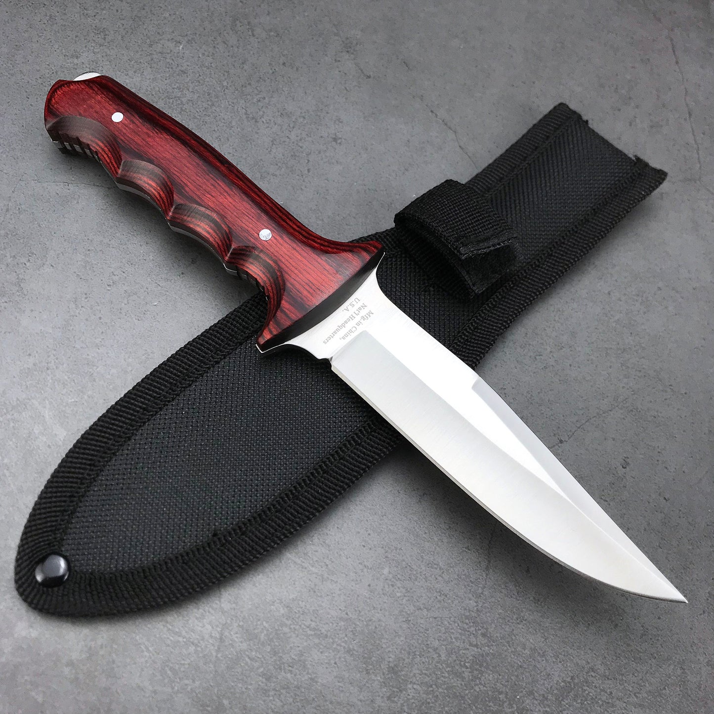 Japanese 440C Outdoor Self-defence Fishing Knife Color Wood Handle  Jungle Hunting Knife Sharp Tactical Knife + Nylon Sheath