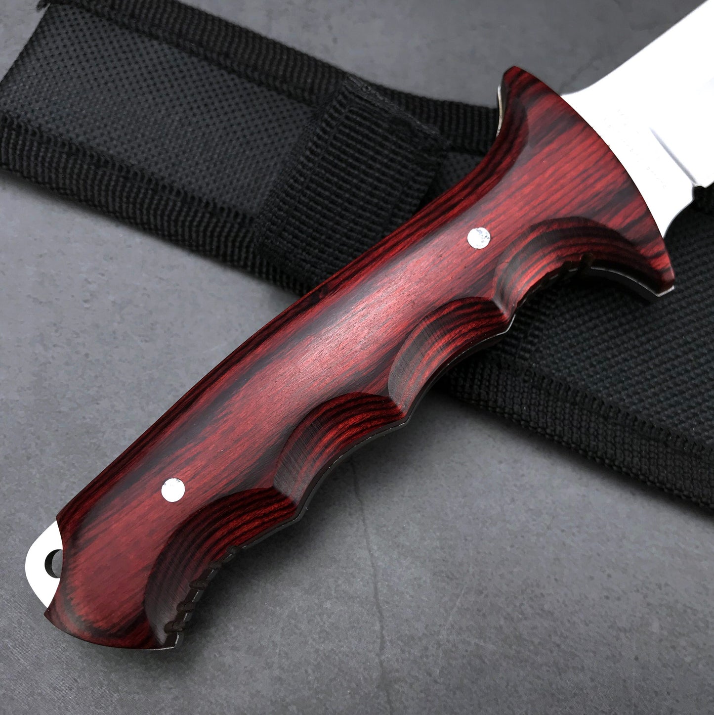 Japanese 440C Outdoor Self-defence Fishing Knife Color Wood Handle  Jungle Hunting Knife Sharp Tactical Knife + Nylon Sheath