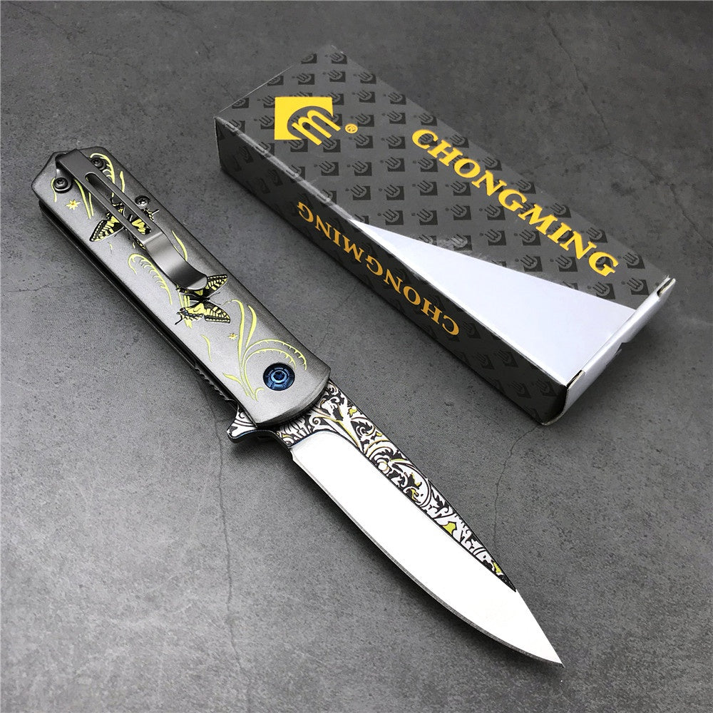 CHONG MING CM83 Folding Knife Outdoor Mini Camping Stainless Handle Survival Knife 8cr13mov Blade Multifunction Outdoor Tactical Rescue Tools