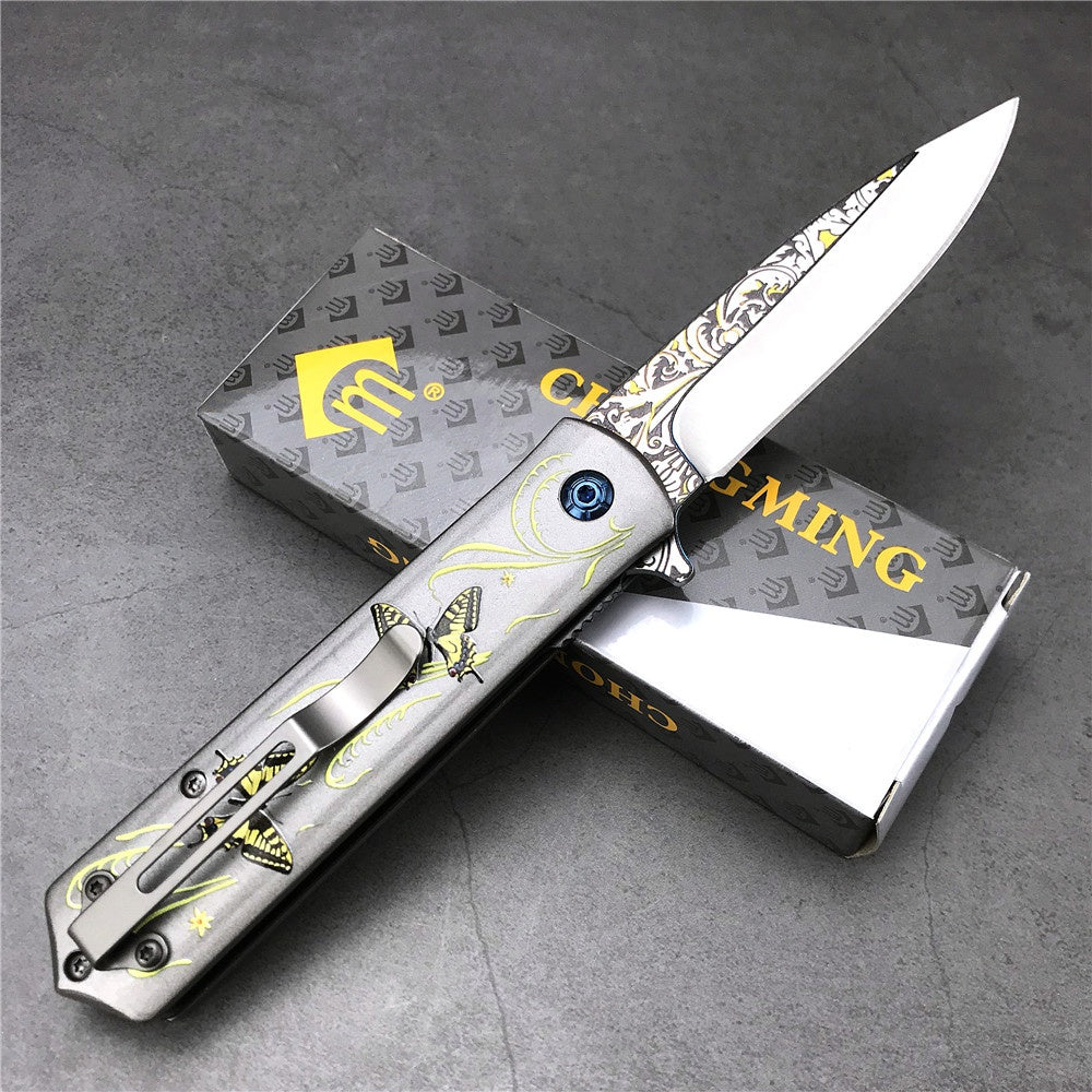 CHONG MING CM83 Folding Knife Outdoor Mini Camping Stainless Handle Survival Knife 8cr13mov Blade Multifunction Outdoor Tactical Rescue Tools