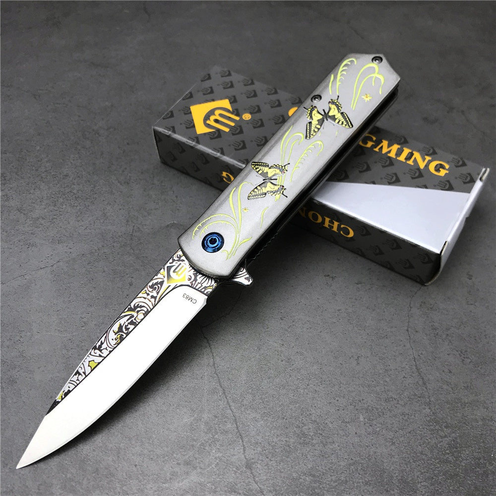 CHONG MING CM83 Folding Knife Outdoor Mini Camping Stainless Handle Survival Knife 8cr13mov Blade Multifunction Outdoor Tactical Rescue Tools