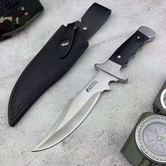 2021 New Outdoor Knife Color Wood Tactical Straight Knife High Hardness Dagger Field Survival Saber Defensive Knife Gift Leahter Sheath