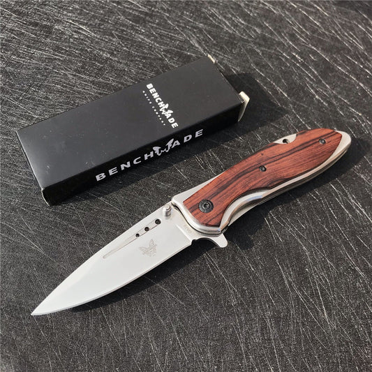 Tactical Camping Pocket Knife Benchmade Folding Knife 7Cr17Mov Steel Blade Color Wood Handle EDC Tool