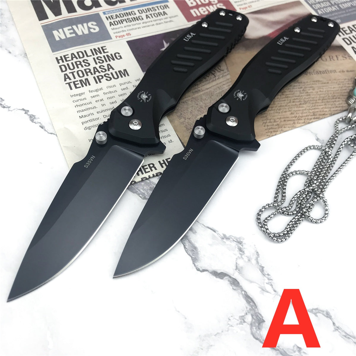 Spartan Folding Blades Pallas Drop Black PVD SF3BK KNIFE EDC Hunting Camping Pocket Knives