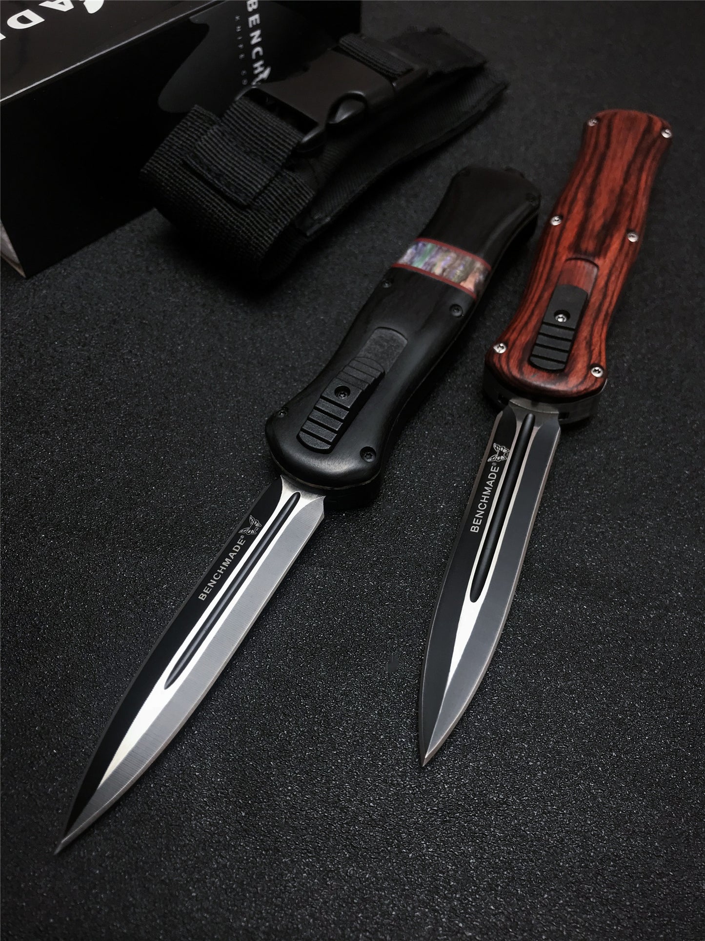 2021 BENCHMADE heretic quick jump spring switch auxiliary straight out dagger automatic OTF knife arrow double blade outdoor camping hunting tactical knife