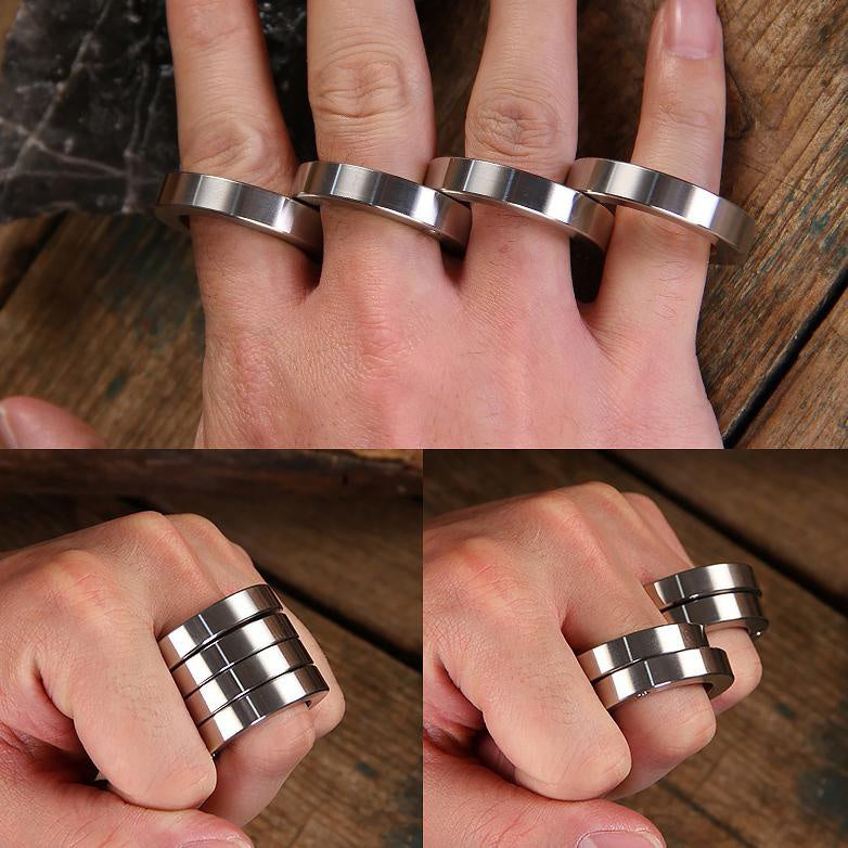 NEW 2PCS/1PCS Kung Fu Finger Magic Ring Self Defense Stainless Steel brass knuckles Survival Tool