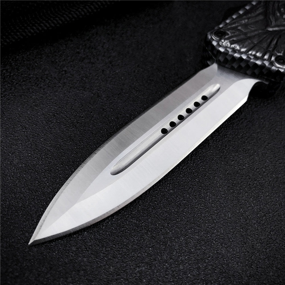 Microtech Zinc Alloy Handle AUTO EDC Spring Assist Knife Fixed Blades Double Edge Survival Knifes Camping Hunting Fast Opening and Close