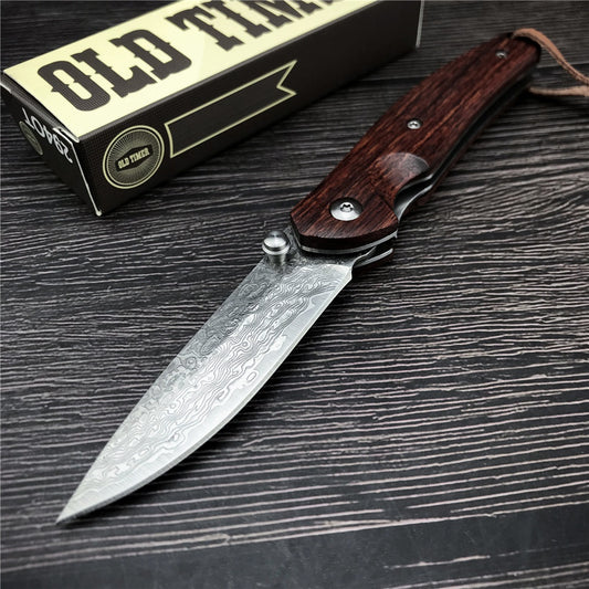 VG10 Damascus Steel Outdoor Tactical Folding Knives Rosewood Handle Knife Handmade Survival Rescue Tools camping Hunting Knife EDC tools