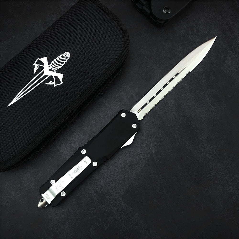 Microtech OTF Knife Aluminium Alloy Handle Tactical Rescue Pocket Hunting Knifes Outdoor Combat Camping Self Defense Knives Gift K Sheath& Knife Bag