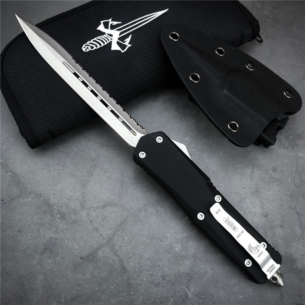 Microtech OTF Knife Aluminium Alloy Handle Tactical Rescue Pocket Hunting Knifes Outdoor Combat Camping Self Defense Knives Gift K Sheath& Knife Bag