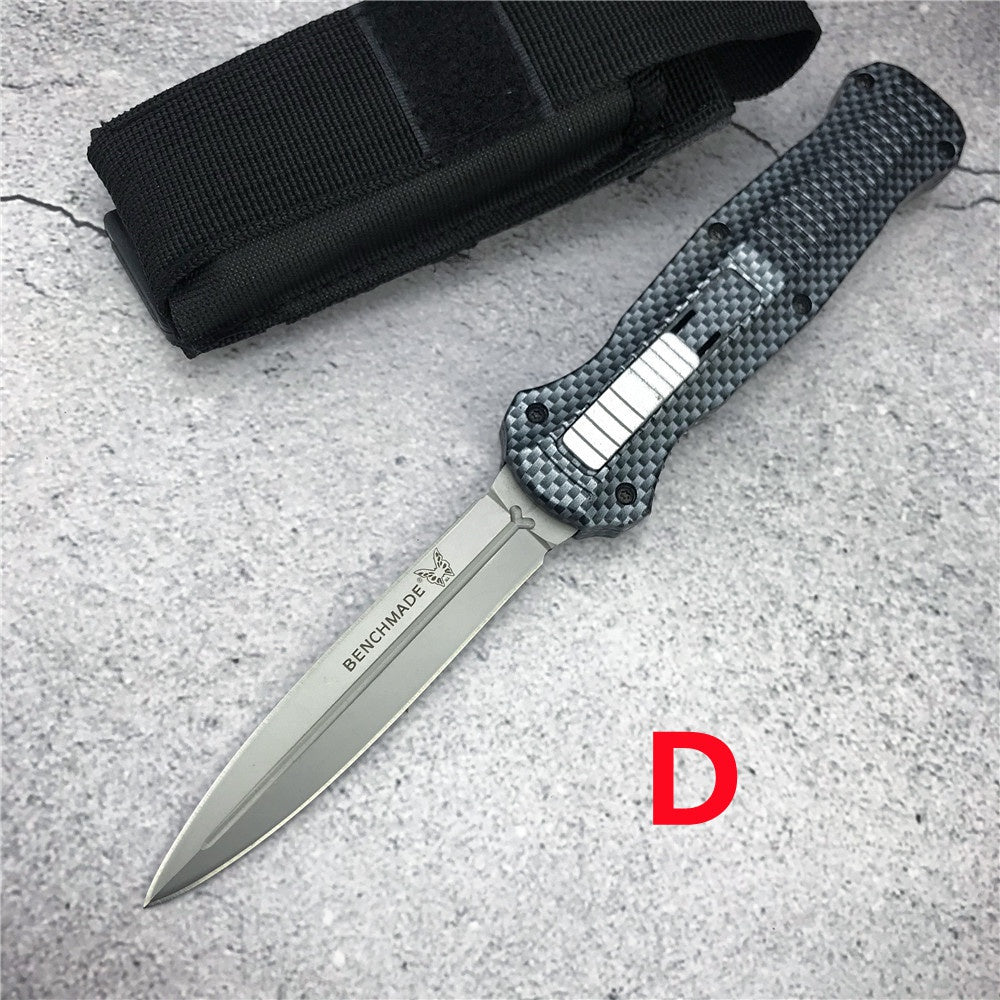 Benchmade 3300bk INFIDEL Ambidextrous Thumb Slide OTF Automatic Switchblade Knifes D2 Steel Double Edged Tactical Daggers With Black Anodized Multifunctional Handle