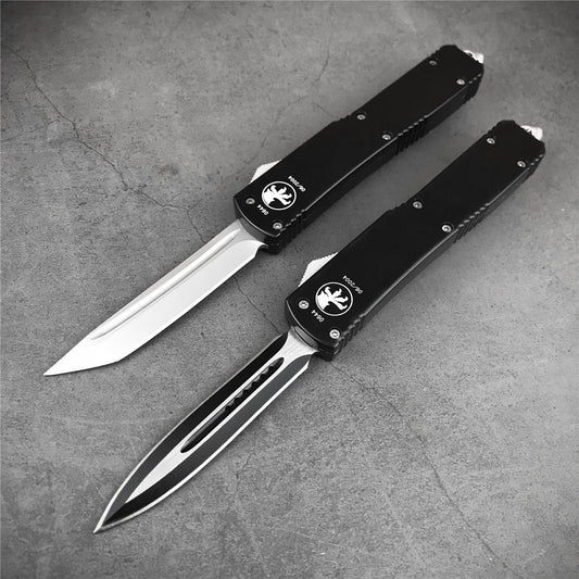 Microtech 2021 NEW Top-quality Aviation Aluminum Handle OTF Spring Automatic Knife Quick Switch Straight Out of The Double-edged Outdoor Hiking Camping Survival Tactical Knife