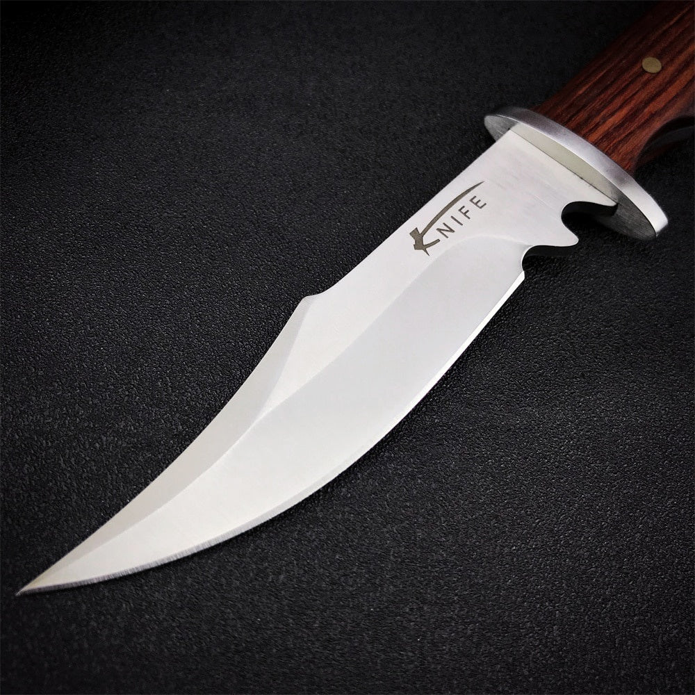 Fixed Blade Knife 7CR13MOV Steel Tactical Straight Knife Rosewood Handle Knife EDC Pocket Knife Fishing Knife Gift Cowskin Scabbard