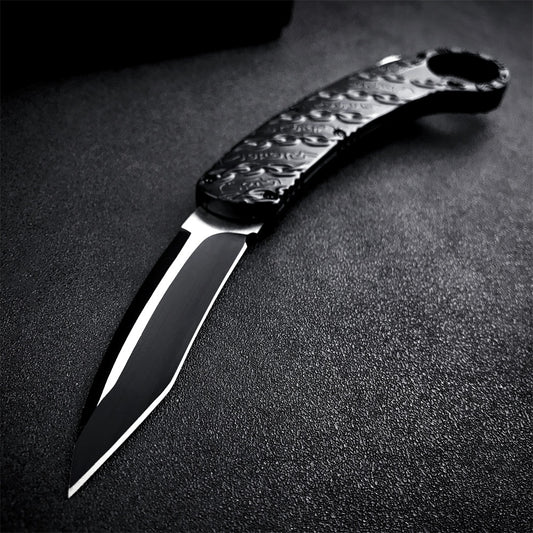 Tactical Spring Assisted Open Karambit Pocket Knife Zinc Alloy Handle Folding Claw Combat EDC Tool Gift Nylon Sheath