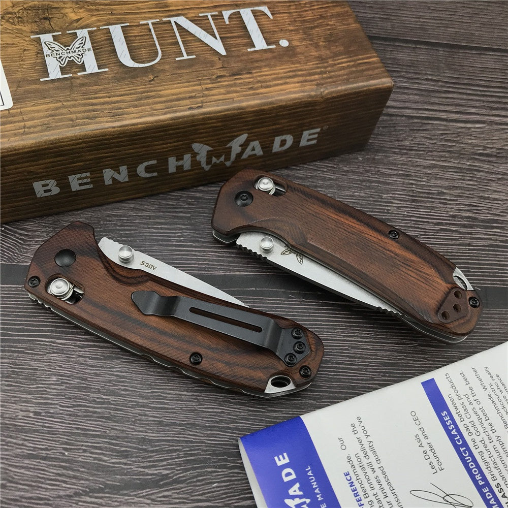 Benchmade Hunt North Fork Folding Knife 2.97" S30V Blade, Stabilized Wood Handles - 15031-2 Christmas Gift