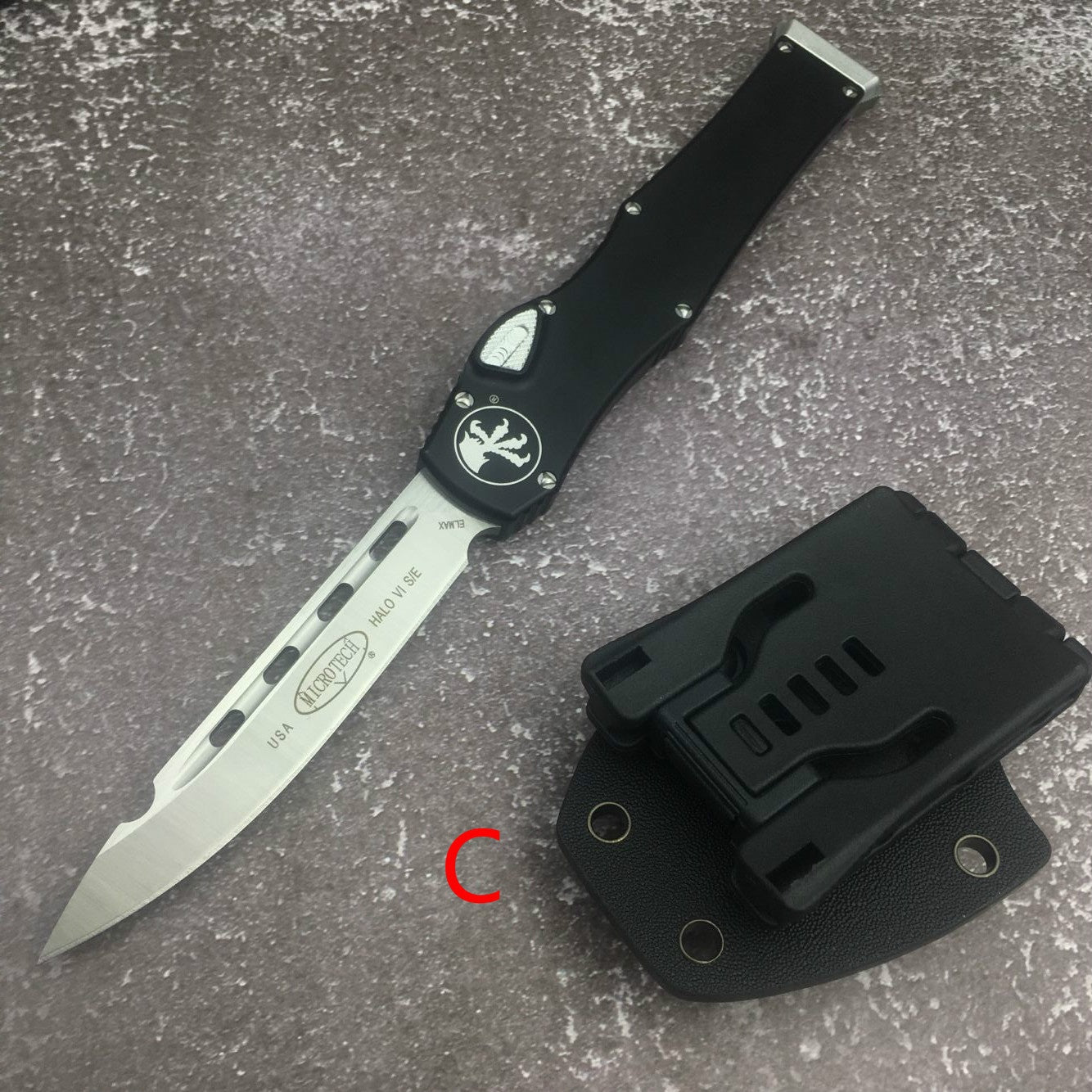 New Microtech Halo V6 Top Quality Adjustable Switchblade Flick Knife OTF Automatic Knife Aviation Aluminum Handle Spring Assisted Knives Camping Hunting Hand Tools Christmas Gift